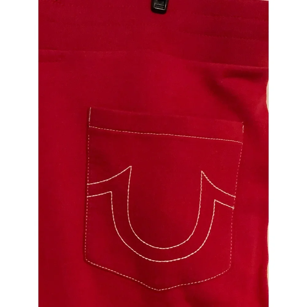 True Religion Mens Classic Logo Jogger Sweatpants Ruby Red XXL MA0H023MF4 NEW